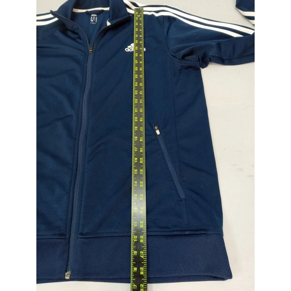 Adidas Mens Navy Blue Three Stripe Full Zip Track Jacket XL Embroidered Logo Y2K